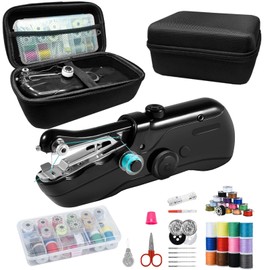 Handheld sewing machine, beginner's sewing kit with storage, two power supply modes, electric switch, simple operation, portable mini, beginner's sewing machine. Black