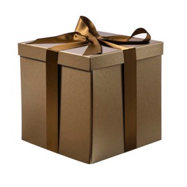 RUSPEPA Medium Birthday Gift Box with Lids, Ribbon and Tissue Paper, Collapsible Gift Box - 1 Pcs, 9x9x9 Inches, Brown
