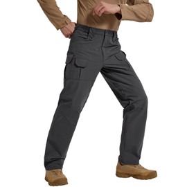 Hiwise Men's Quick Dry Cargo Pants Water Resistant Tactical Pants Lightweight Stretch Outdoor Work Hiking Pants (Grey, 34WX32L)