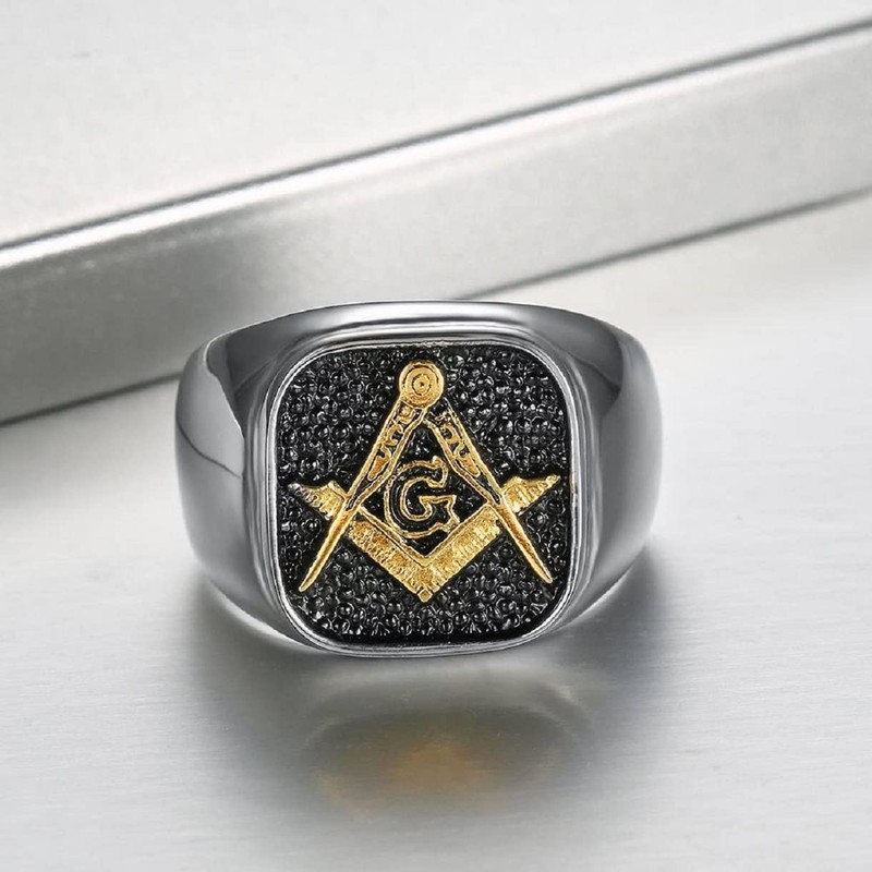Masonic Ring, Compass and Square Ring for Men, Freemason Ring