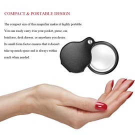 10X Magnifying Glass Loupe Small Pocket Magnifier Mini Folding Magnify Glass with Rotating Protective Holster for Reading Newspaper Book Magazine Science Class Hobby Jewelry
