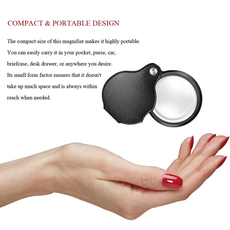 10X Magnifying Glass Loupe Small Pocket Magnifier Mini Folding Magnify