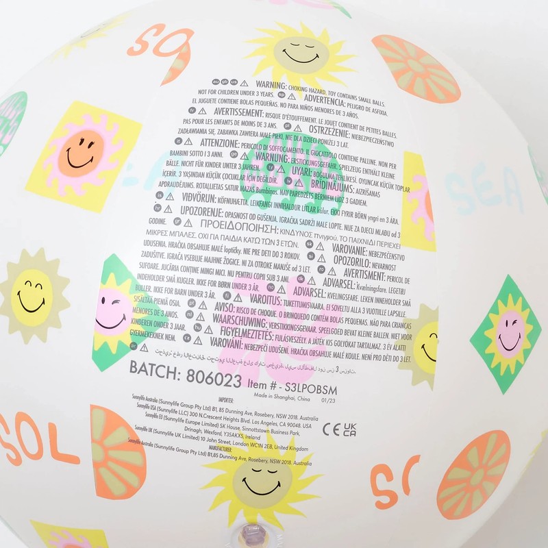 Sunnylife - Mouth-blown beach bike and beach ball - Smiley,