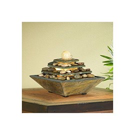 John Timberland Four Tiers Feng Shui Zen Indoor Table-Top Water Fountain with Light LED 9" High for Table Desk Home Office Bedroom