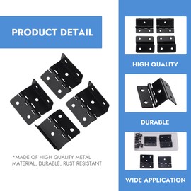 Matte Black Three Fold Hinges 4 Pcs Chest Fold Bend Hinges with M4 Screws 5 Holes Half-Surface Hinge Durable Metal 270 Degree Hinge for Jewelry Boxes, Furniture & DIY Projects Retro Cabinet Hardware