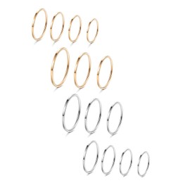 Milacolato 14 Pieces Stainless Steel Women Plain Band Knuckle Stacking Midi Rings Comfort Fit Silver/Gold Tone, Stainless Steel