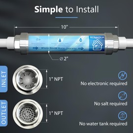Ronaqua Chemical & Salt Free Scale & Rust Prevention Whole House Water Softener to Correct Problems Caused by Inorganic Groundwater Impurities, No Electricity Required, Helps Avoid Lime Scale Buildup