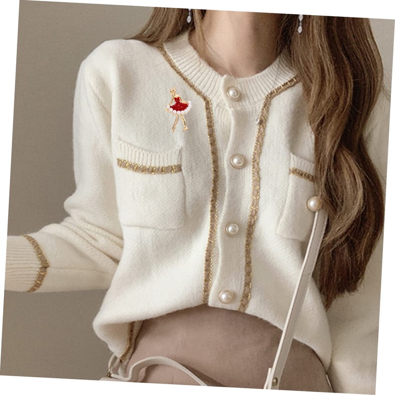 Healeved Elegant Rhinestone Ballet Dancer Breastpin Alloy Rhinestone Brooch for