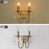 Sedelan Crystal Wall Sconce 2-Lights, Antique Wall Sconces Indoor, Brass
