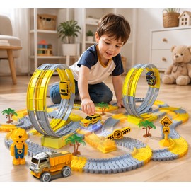 Flexible Electric Track Car Toy Set for Kids – Customizable Racing Track with LED Car, Engineering Theme & Creative Play Fun