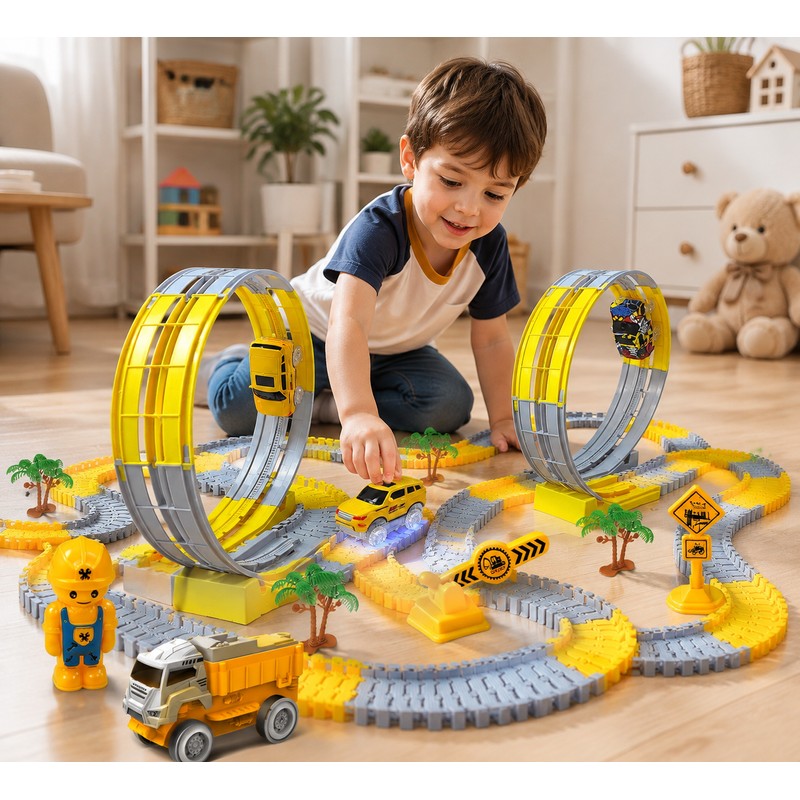 Flexible Electric Track Car Toy Set for Kids – Customizable