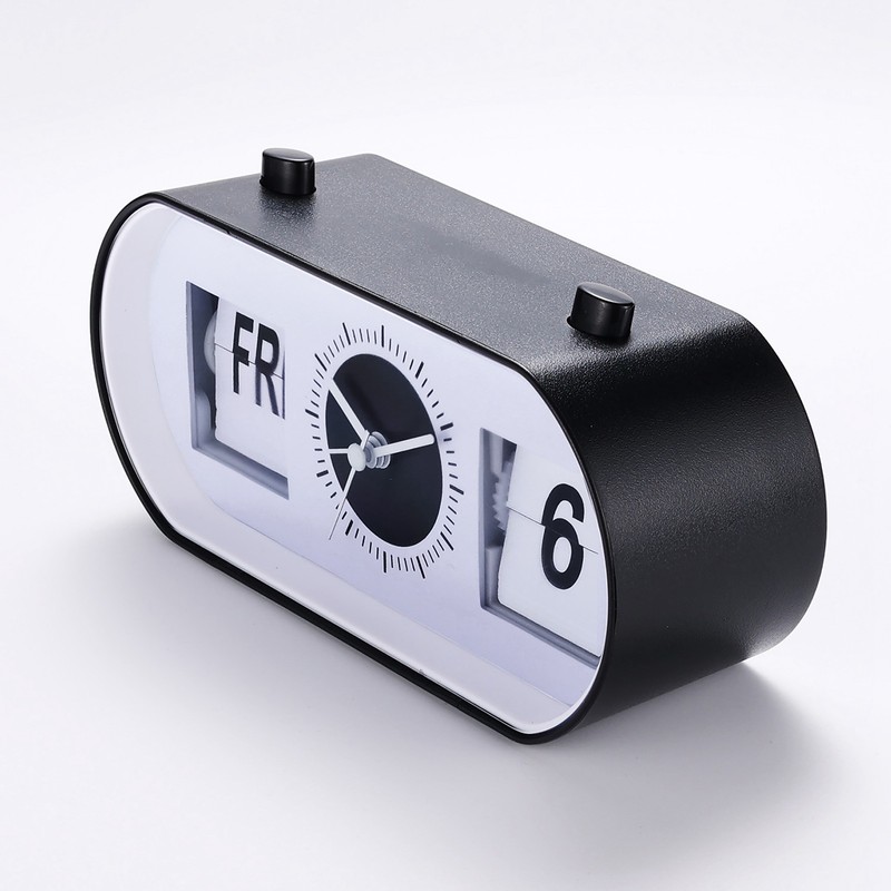 Manual Flip Alarm Clock Simple Silent Modern Calendar Function Desktop