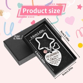 JJUNW Keyring with Engraving, Best Friend Gift, Star Key Ring, Friendship Gifts, Heart-Shaped Keyring with Pendants, silver