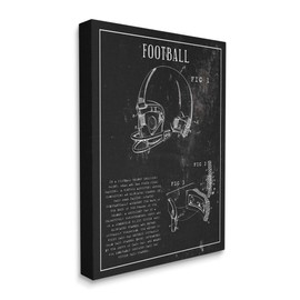 Stupell Industries Football Helmet Sports Chart Retro Figure
