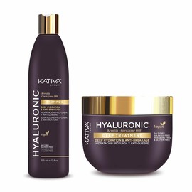 2 Pack KATIVA Hyaluronic Keratin Coenzima Q10 Shampoo 355mL + KATIVA Hyaluronic Keratin Coenzima Q10 Tratamiento Intensivo 300mL