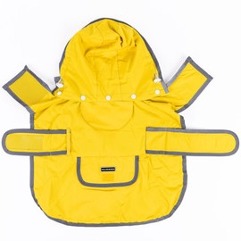 Wilderdog Dog Jacket Waterproof Raincoat with Breathable Interior, Removable Hood, Torso Strap, Secure Closures, Back Pocket and Two Hanging Loops, Foldable into Back Pocket