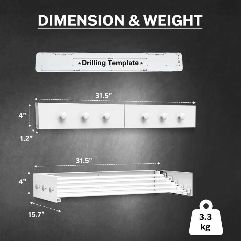 Homexa Wall Mounted Drying Racks for Laundry (31.5 Inches Wide)
