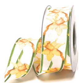 s.dekoda D1162 Decorative Ribbon 20 m x 40 mm Daffodil Bell Gift Ribbon