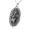 Controse rose cameo necklace with black epoxy stainless steel pendant