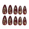 Dark Red Press on Nails Medium Almond False Nails with