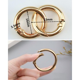 Pack of 50 Round Carabiner Keyrings, 23.5 mm Key Ring, Spring O Rings, Split Ring, Press Stud Clip for Key Ring, Bag, Purse, Accessories, Snap Hook (50, Light Gold)
