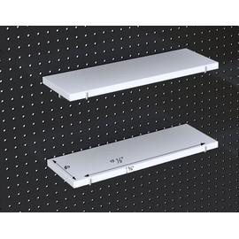 KINOMI Heavy Duty Pegboard Shelves, Value Set of 8 Pack Pegboard Shelf Brackets Hooks and 4 Pack Peg Board Shelves for Garage, Home, Garden, Tool Shed (White)