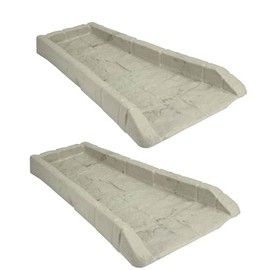 Suncast Poly Composite Easy to Use Decorative Outdoor Rain Gutter Downspout Extension Splash Block for Drains Under Gutters, Tan, 2 Pack