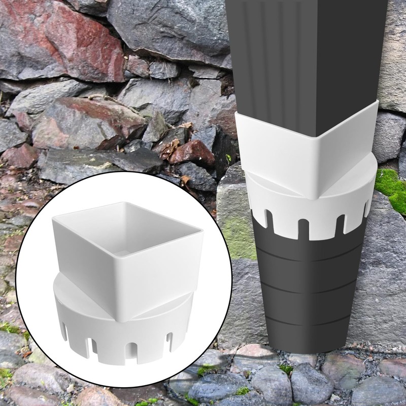 Gutter Downspout Adapter to Drain Pipe with Straps, 3" x