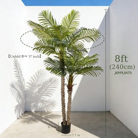 8FT UV Resistant Faux Palm Tree for Outdoor Indoor 2 Trunks