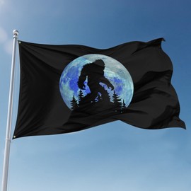 Sasquatch Moon Bigfoot Funny Flag 3x5 Ft Double-Sided Printed Indoor/Outdoor Flag For Outside Polyester Fabric Banner With 2 Brass Grommets 3x5 Foot