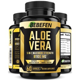 Aloe Vera Extract Capsules 81100mg - 200x Concentrate Formula with Turmeric, Ginger, Fennel - Antioxidant Activity & Healthy Digestion & Skin Support - 2 Months Supply