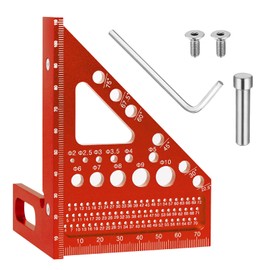VZU 3D Gehrungswinkel, Multifunktional 22.5-90 Winkelmaß Kombinationswinkel aus Aluminiumlegierung, Holzbearbeitungs-Messwerkzeuge, Anreißwerkzeug Winkelmesser für Schreiner und Ingenieure (Rot)