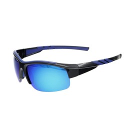eyekeeper Half Rim TR90 Polarized Sport Sunglasses Men TH6226 - Black Blue Mirror, without magnification