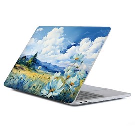 Case Compatible with MacBook Air 13 Inch 2022 2021 2020 2019 2018 Release Model A2337 M1 M2 A2681, Art Protector Cover for Air13 Retina Display with Touch ID-Mountain Peaks Flowers