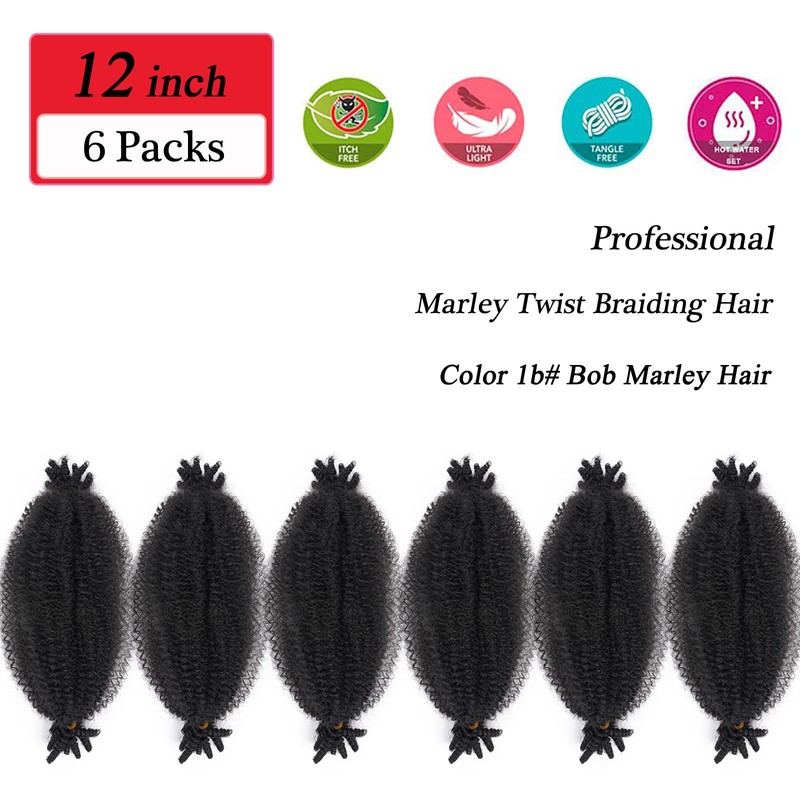 SIXERSI Afro Spring Twist Hair 12 Inches Marley Twist Braiding