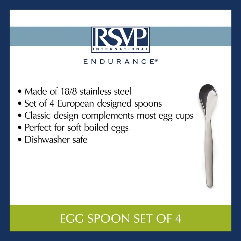 RSVP International Poached Egg Spoon, 4 Piece Set Multipurpose Use