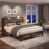 Homkdom Full Size Bed Frame, Upholstered Storage Headboard and Charging