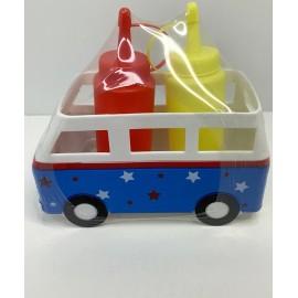 Target Bullseye Patriotic Picnic Mustard and Ketchup Caddy Set Truck Bottles NEW