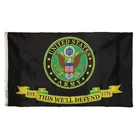 JumpingLight 3x5 U.S. Army Flag This Well Defend Black Symbol II 150D Poly Flag 3x5 F1860 - Quality Flags
