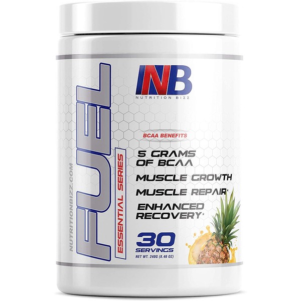 NutritionBizz Fuel 2:1:1 BCAA Powder, 5 Grams of BCAAs Amino Acids, Post Workout Recovery Drink for Muscle Building, Recovery, and Endurance, 30 Servings (Pineapple)