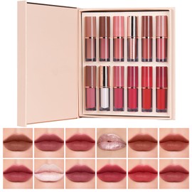 Set de 12 Labiales Líquidos  Lápiz Labial Líquido de Alta Pigmentación, Hidratante y de Larga Duración, Kit de Maquillaje Resistente al Agua para...  