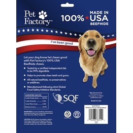 Pet Factory 100% Made in USA Beefhide 4-5" Bones Dog Chews - Available in Multiple Flavors