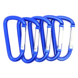 OnDepot 50 Pack of 3 Carabiner Spring Belt Clip Lot Snap Key Chain 75mm Aluminum Color, Black/Blue/Silver/Mix Color (Blue 3" (50 Pack))
