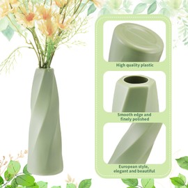 Ninehaoou 12 Pack Composite Plastic Flower Vases Bulk, Sage Green Small Tall Conic Floral Vases for Centerpieces Unbreakable Bud Vase for Wedding Party Decor Living Room