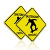 Faittoo Skateboard Crossing Sign, 2-Pack 10 x 10 Inch Reflective