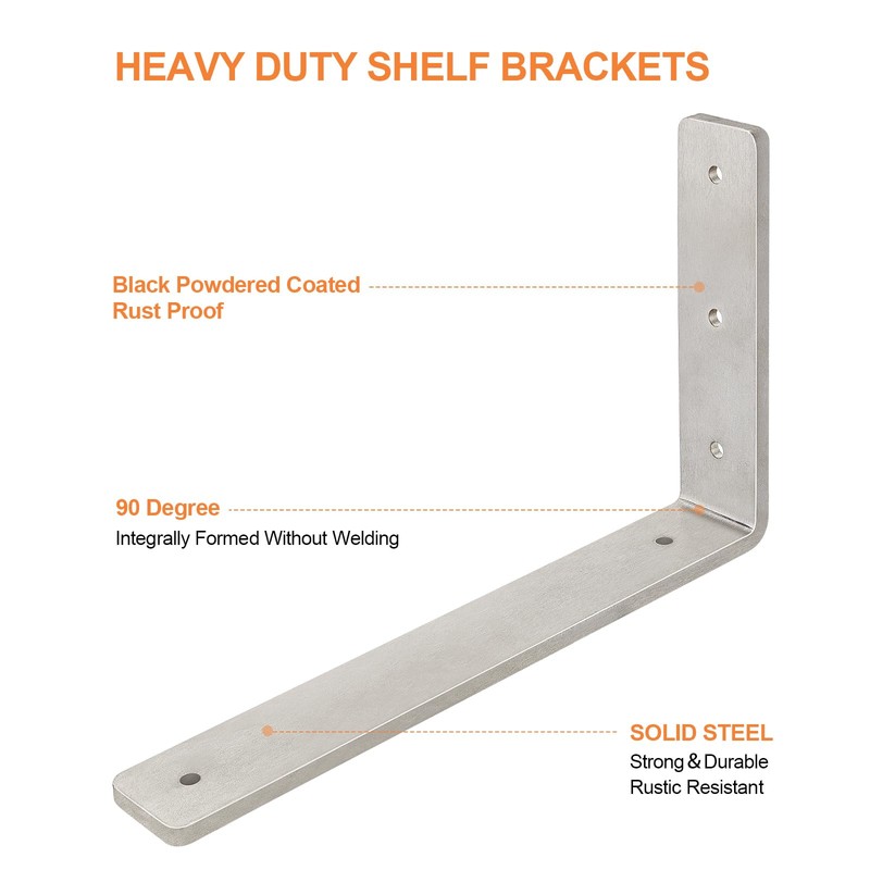 Floating Shelf Bracket Stainless Steel 12 Inch, 6 Pack Heavy