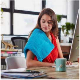 MIGHTY BLISS 12"x24" Large Electric Heating Pad for Back Pain Blue