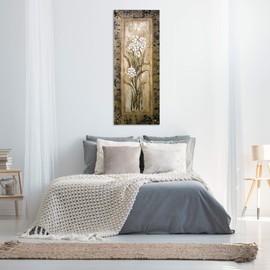 Paperwhite I by Mindeli | Woven Tapestry Wall Art Hanging | White Blooming Narcissus Bulbs | 100% Cotton USA Size 53x22