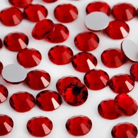 Eleegem 5000PCS SS6 Flatback Rhinestones | 12-Facet Diamond-Cut Glass Gems for Nail Art, Clothing, DIY Crafts |Glue-On Decoration Stones with Silver Backing(Siam)