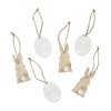 Lights4fun Set of 6 Wooden Easter Bunny and Egg Ornaments